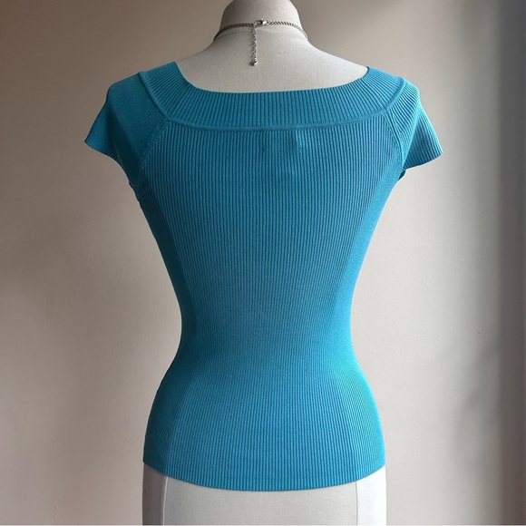 Women's Blue Ribbed Top - Picture 6 of 10